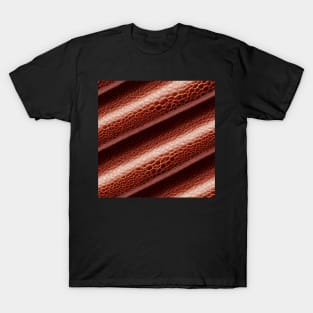 Brown Imitation leather stripes, natural and ecological leather print #20 T-Shirt